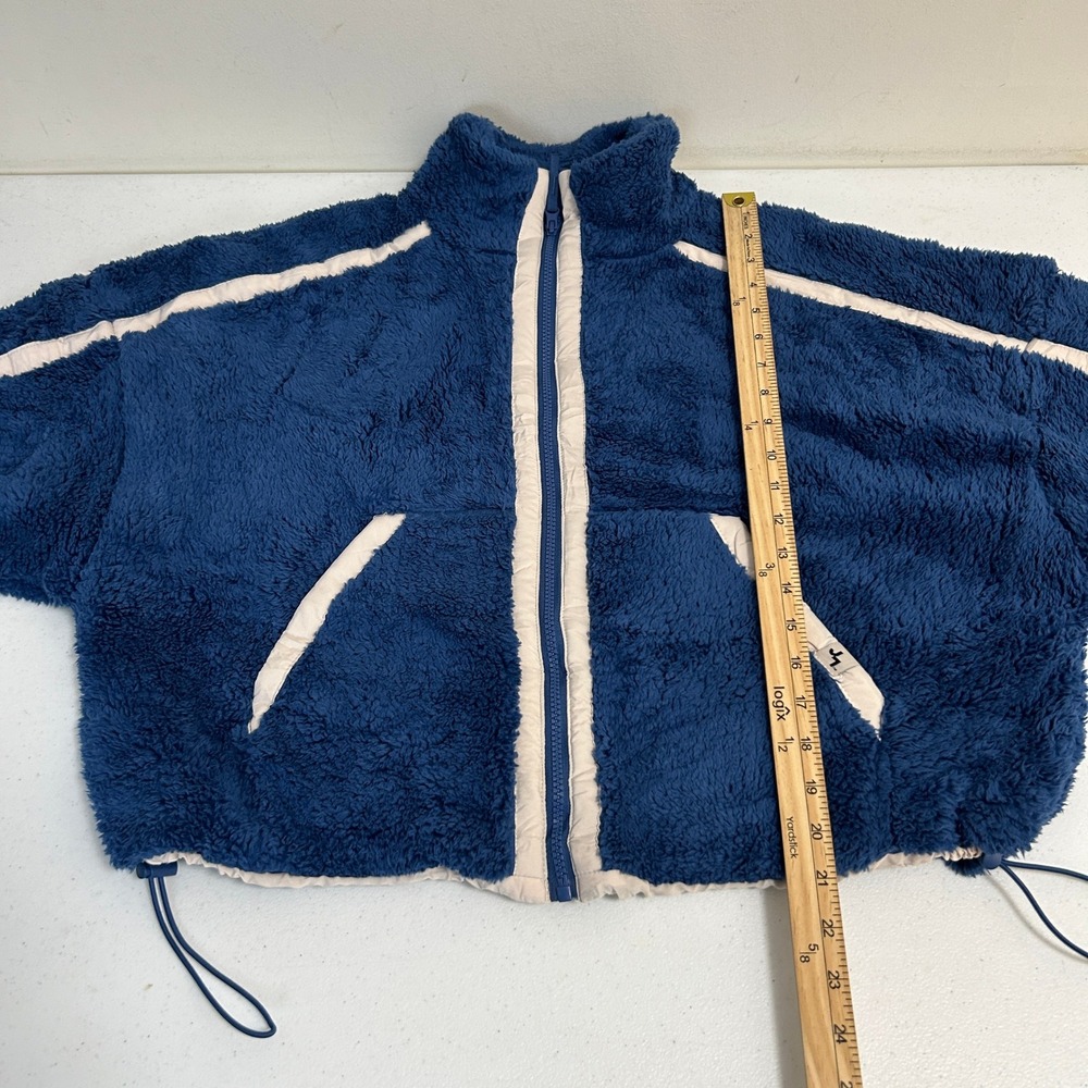 JoyLab Blue Sherpa Fleece Boxy Fit Zip Up Jacket Women Medium New - Picture 7 of 8
